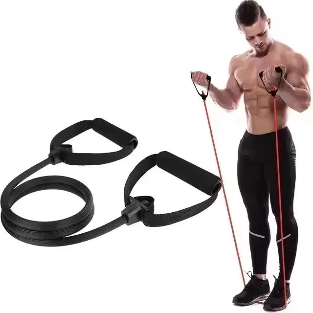 Multifunctional Pilates Bar Combination Fitness Bar Yoga Chest Expansion Tension Rope Back Trainer Elastic Rope Stretching Belt