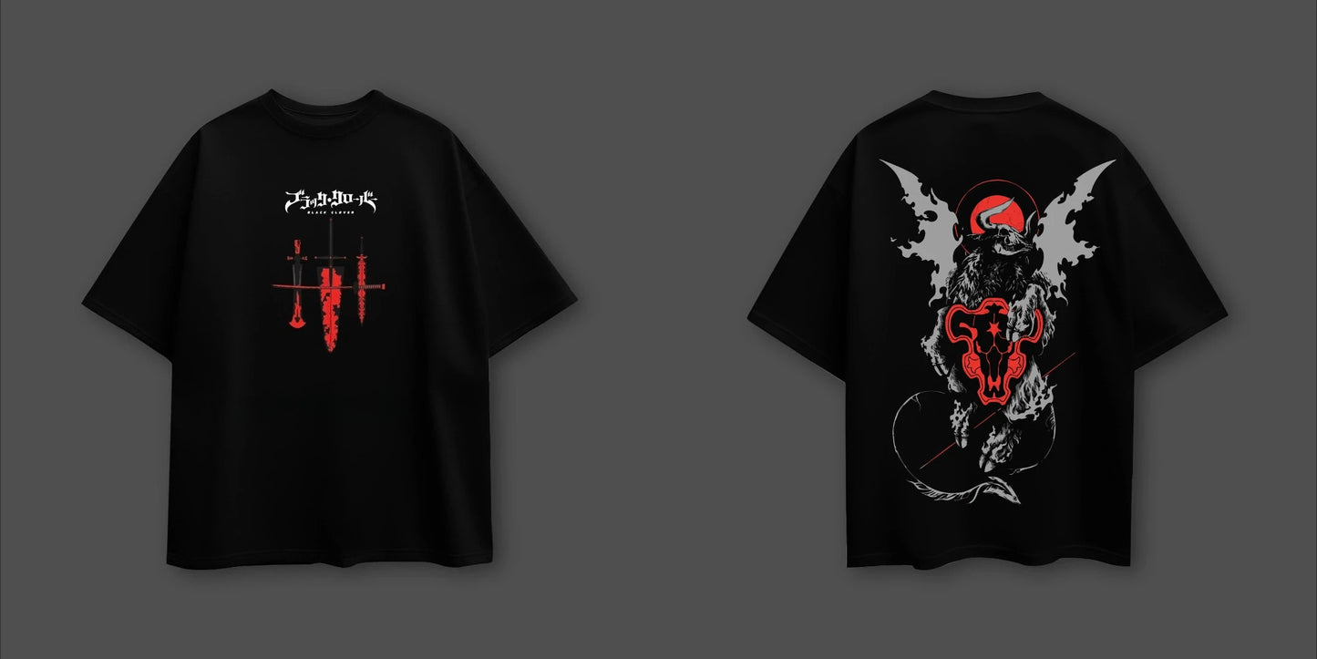 Black Clover Asta T-Shirt Men's Anime Demon Bull Graphic Short Sleeve Crew Neck Casual Streetwear Manga Fan Gift Summer