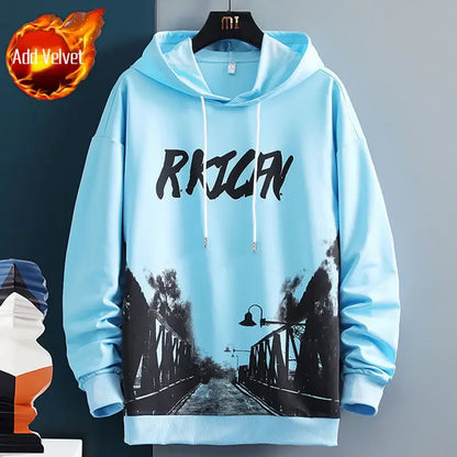 Sweatshirts for Man Hooded Anime White Men's Clothing Hip Hop Manga Hoodies Aesthetic Streetwear New in Pastel Color Cotton Emo