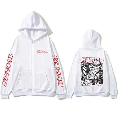 Anime Gachiakuta Rudo Graphic Merch Zipper Hoodie Men Women Casual Oversized Zip Up Jacket Male Cartoon Manga Zip Up Sweatshirt