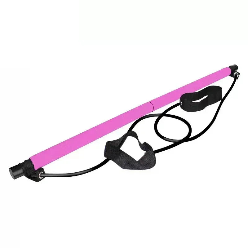 Multifunctional Pilates Bar Combination Fitness Bar Yoga Chest Expansion Tension Rope Back Trainer Elastic Rope Stretching Belt
